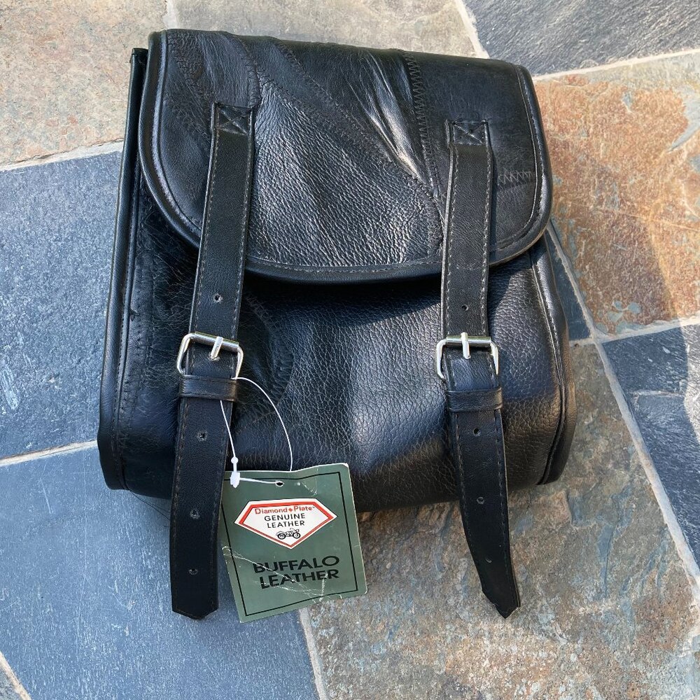 Diamond Plate Black Leather Motorcycle Sissy Bar Bag NWT
